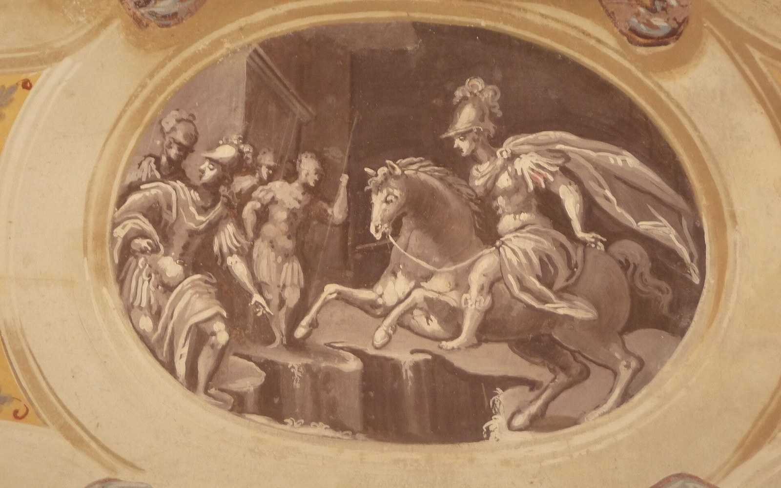A fresco surface in raking light showing the day-joins in the plaster